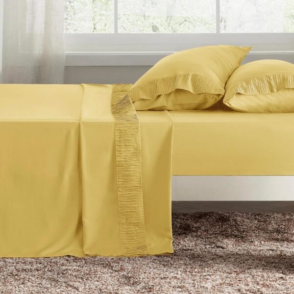 King Size Sheets Set - 4 Pieces Soft King Sheets - Breathable & Cooling - Hotel Luxury - Easy Care Polyester Microfiber Bedding for Women, Men, Yellow
